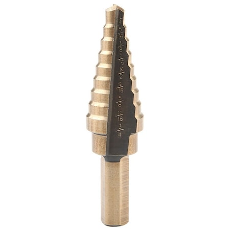 Tolsen Titanium Coated Step Bit 1/8-1/2, 13 Steps, Hardened HSS Construction 75875